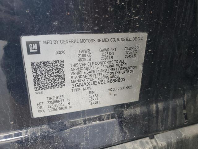 3GNAXUEV5LS668893 - 2020 CHEVROLET EQUINOX LT BLUE photo 13