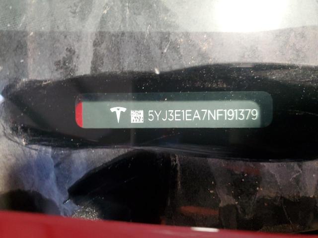 5YJ3E1EA7NF191379 - 2022 TESLA MODEL 3 წითელი ფოტო 12