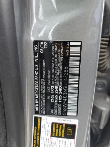 55SWF4KB6GU147285 - 2016 MERCEDES-BENZ C 300 4MATIC GRAY photo 12