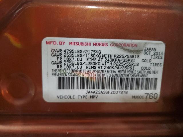 JA4AZ3A36FZ007876 - 2015 MITSUBISHI OUTLANDER SE 橙色 照片 13