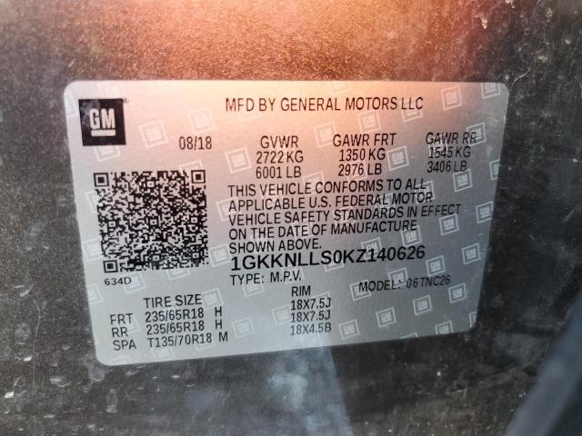 1GKKNLLS0KZ140626 - 2019 GMC ACADIA SLE 灰色 照片 14