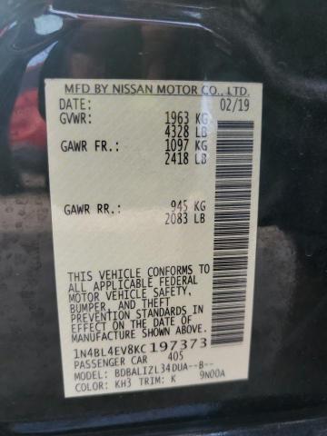 1N4BL4EV8KC197373 - 2019 NISSAN ALTIMA SL Noir photo 13