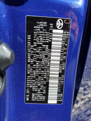 5YFS4MCE9MP070877 - 2021 TOYOTA COROLLA SE Blau Foto 12