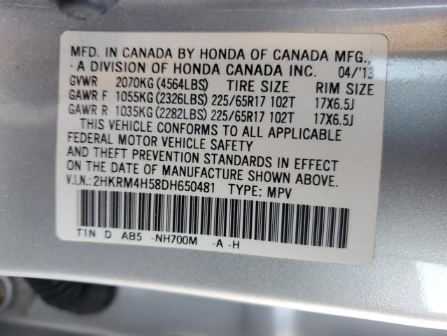2HKRM4H58DH650481 - 2013 HONDA CR-V EX ნაცრისფერი ფოტო 12