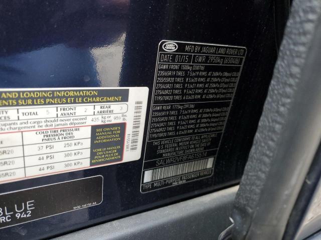 SALWR2VF8FA615514 - 2015 LAND ROVER RANGE ROVE HSE BLUE photo 13