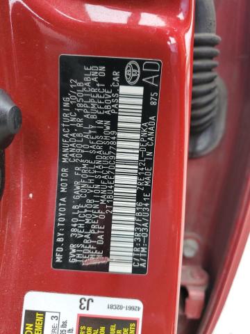 2T1BU4EE7DC977849 - 2013 TOYOTA COROLLA BASE RED photo 12