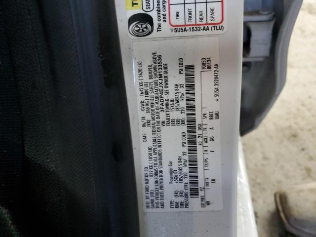 3FADP4EJXJM133536 - 2018 FORD FIESTA SE WHITE photo 13