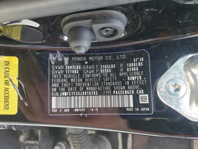 JHMFC1F35JX018283 - 2018 HONDA CIVIC EX 黑色 照片 12