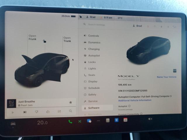 5YJYGDED3MF121095 - 2021 TESLA MODEL Y BLACK photo 9