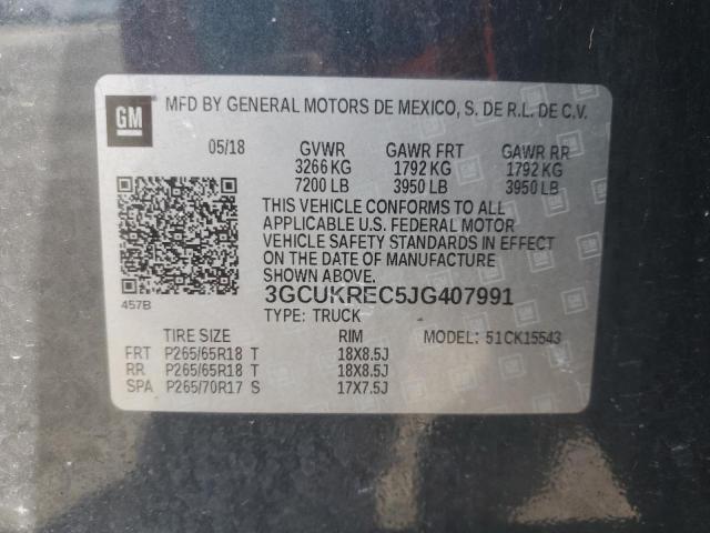 3GCUKREC5JG407991 - 2018 CHEVROLET SILVERADO K1500 LT 灰色 照片 12