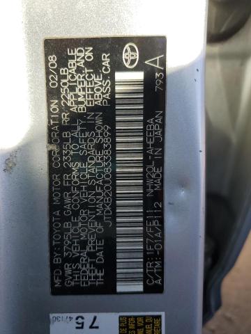 JTDKB20U083383899 - 2008 TOYOTA PRIUS Күміс фото 12