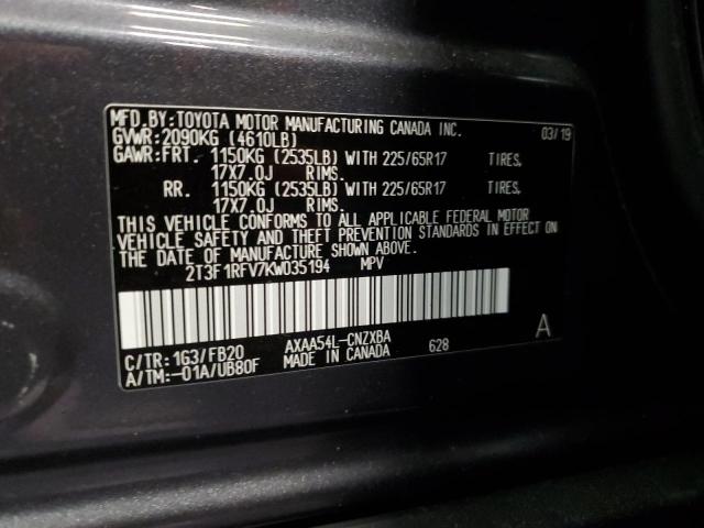 2T3F1RFV7KW035194 - 2019 TOYOTA RAV4 LE Grafit fotoğraf 13