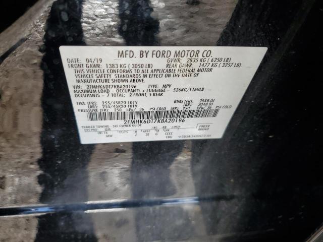 2FMHK6DT7KBA20196 - 2019 FORD FLEX LIMITED Qara foto 12