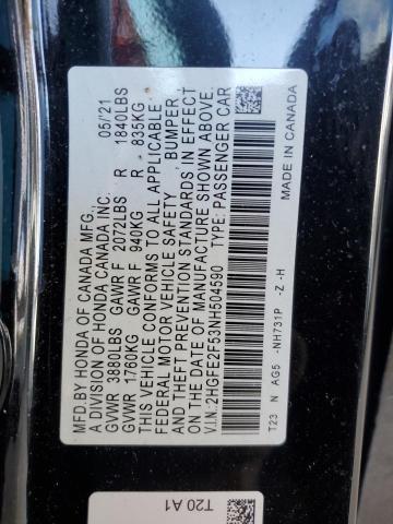 2HGFE2F53NH504590 - 2022 HONDA CIVIC SPORT შავი ფოტო 13