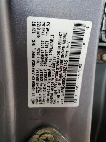 5J6RE485X8L002746 - 2008 HONDA CR-V EX Argent photo 13