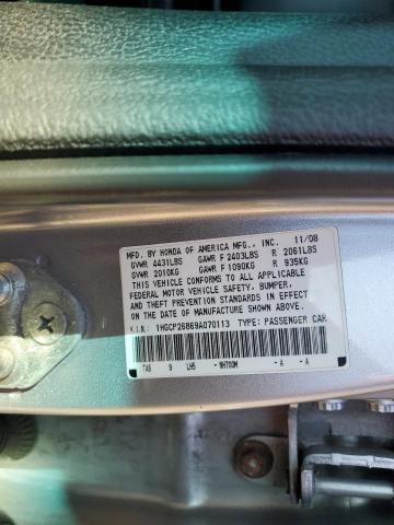 1HGCP26869A070113 - 2009 HONDA ACCORD EXL SILVER photo 12