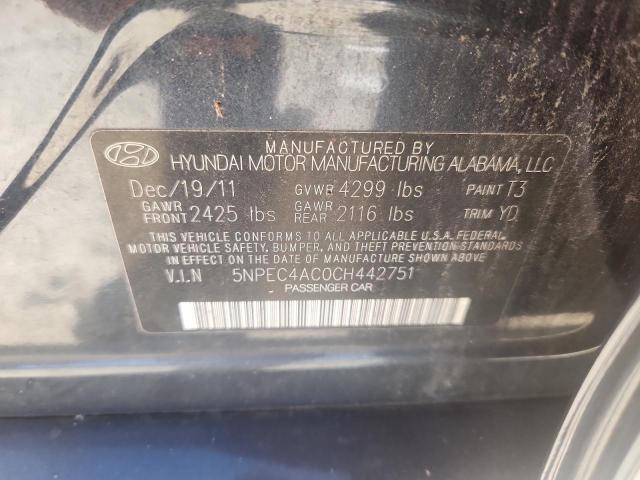 5NPEC4AC0CH442751 - 2012 HYUNDAI SONATA SE 灰色 照片 12