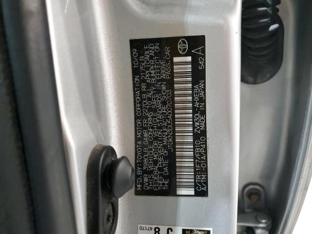 JTDKN3DU5A0070703 - 2010 TOYOTA PRIUS SILVER photo 12