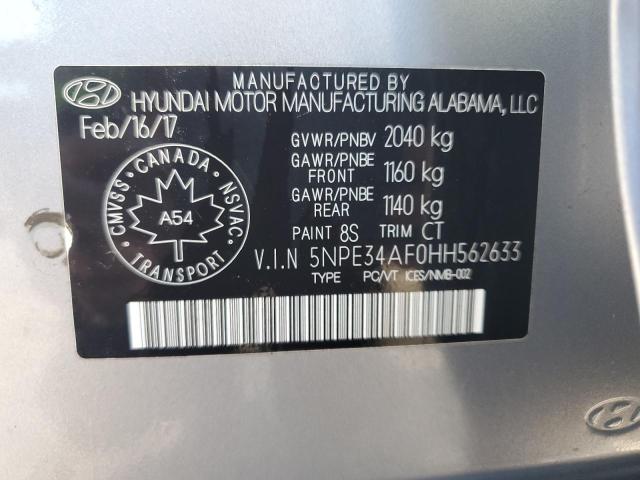 5NPE34AF0HH562633 - 2017 HYUNDAI SONATA SPORT 银色 照片 12