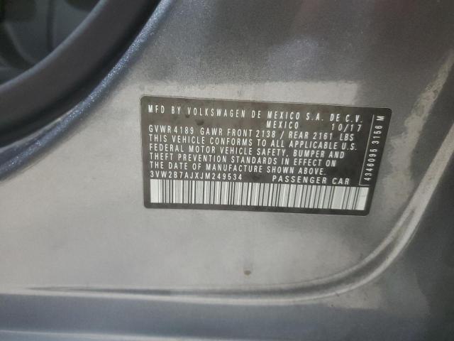 3VW2B7AJXJM249534 - 2018 VOLKSWAGEN JETTA S CHARCOAL photo 12