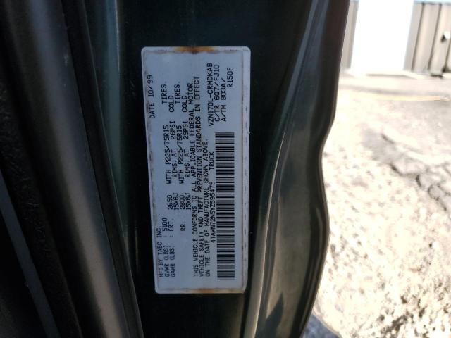 4TAWN72N5YZ595475 - 2000 TOYOTA TACOMA XTRACAB GREEN photo 12