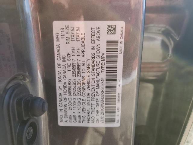 2HKRW6H32KH202349 - 2019 HONDA CR-V LX Сұр фото 13