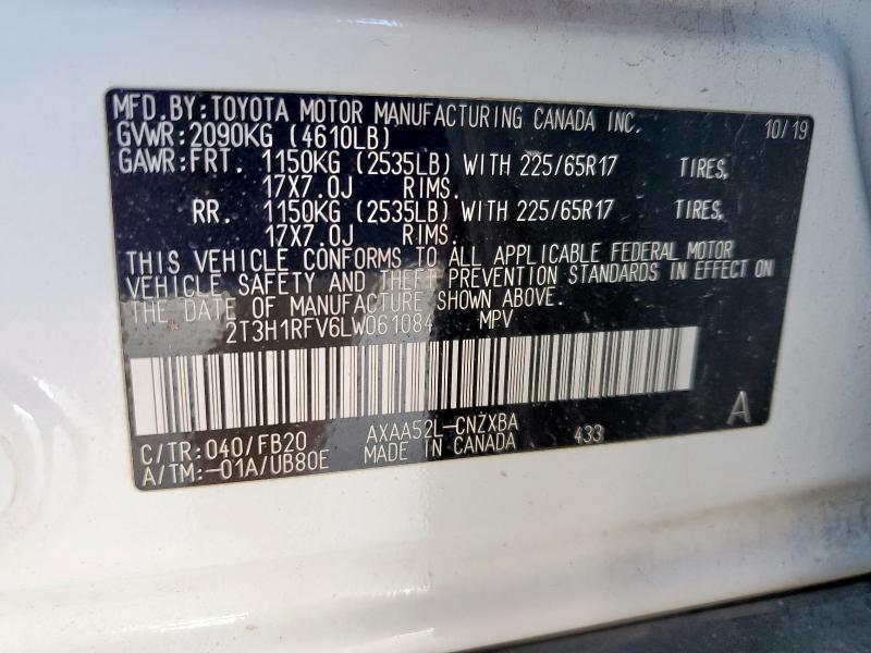 2T3H1RFV6LW061084 - 2020 TOYOTA RAV4 LE WHITE photo 13