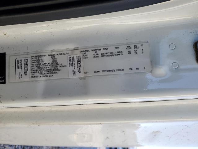 1FUJHHDR0KLJY3852 - 2019 FREIGHTLINER CASCADIA 1 Blanco foto 10