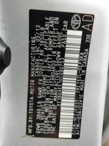 2T1BU4EE1DC080753 - 2013 TOYOTA COROLLA BASE Күміс фото 12