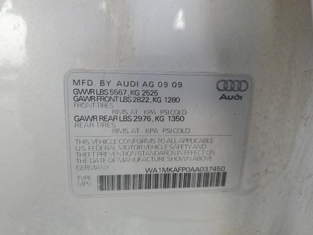 WA1MKAFP0AA037450 - 2010 AUDI Q5 PREMIUM PLUS SILVER photo 13