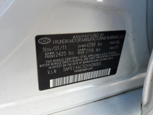 5NPEC4AC5CH409065 - 2012 HYUNDAI SONATA SE WHITE photo 12