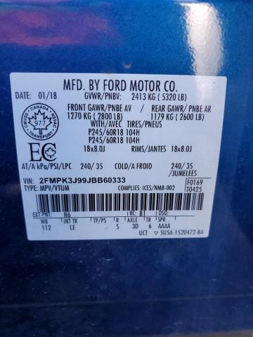 2FMPK3J99JBB60333 - 2018 FORD EDGE SEL 蓝色 照片 13