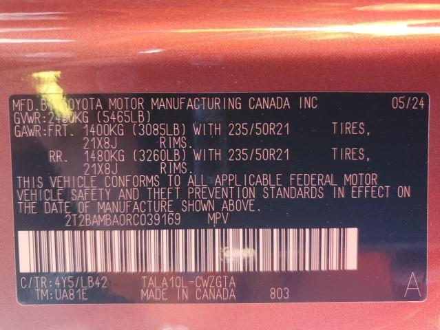 2T2BAMBA0RC039169 - 2024 LEXUS RX 350 BASE BROWN photo 14