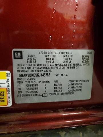 5GAKVBKD5GJ145756 - 2016 BUICK ENCLAVE RED photo 13