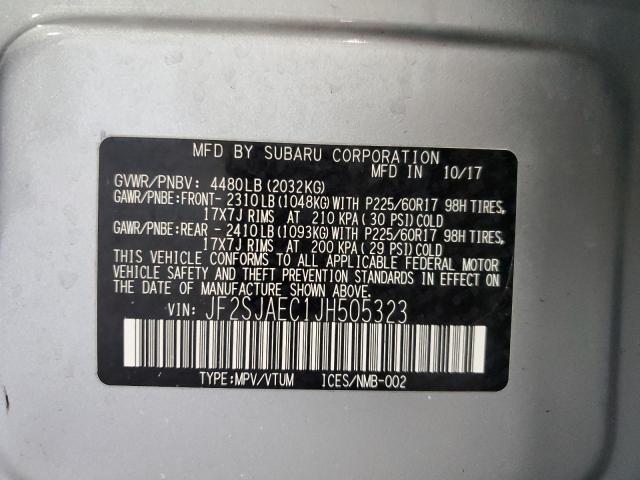 JF2SJAEC1JH505323 - 2018 SUBARU FORESTER 2.5I PREMIUM Күміс фото 14