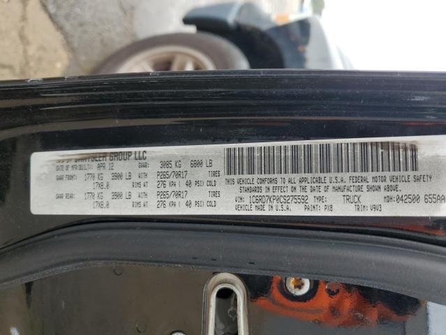 1C6RD7KP0CS275592 - 2012 DODGE RAM 1500 ST BLACK photo 12