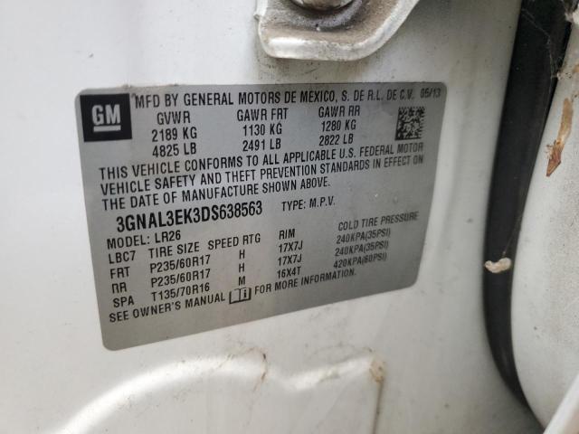 3GNAL3EK3DS638563 - 2013 CHEVROLET CAPTIVA LT WHITE photo 13