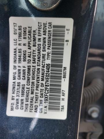 19XFC2F87HE024406 - 2017 HONDA CIVIC EX CHARCOAL photo 13