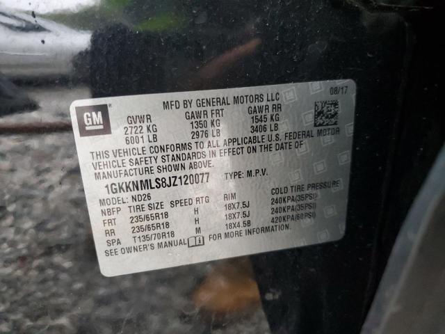 1GKKNMLS8JZ120077 - 2018 GMC ACADIA SLT-1 შავი ფოტო 14