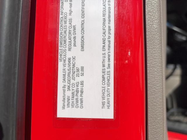 3AKJGEDR9JSJV0496 - 2018 FREIGHTLINER CASCADIA 1 წითელი ფოტო 10