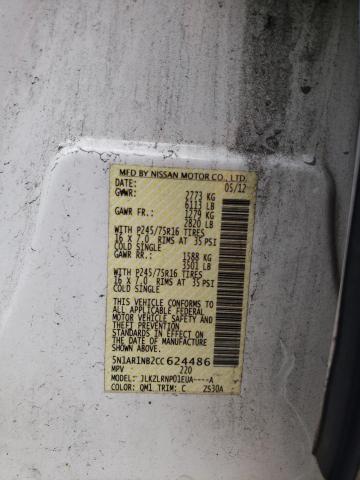 5N1AR1NB2CC624486 - 2012 NISSAN PATHFINDER S WHITE photo 13