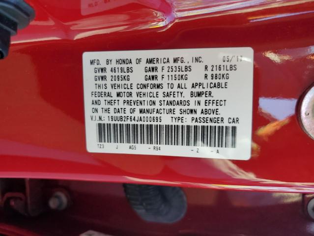 19UUB2F64JA000695 - 2018 ACURA TLX TECH+A Красный фото 12