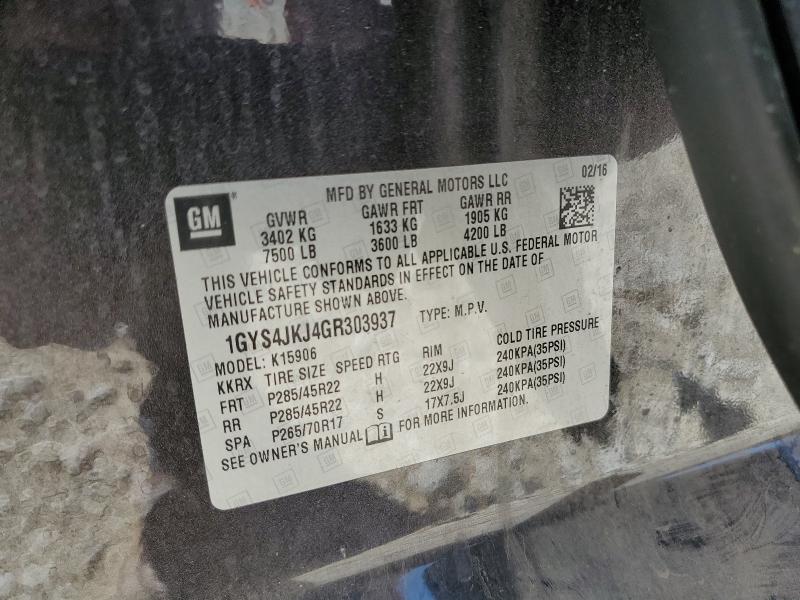 1GYS4JKJ4GR303937 - 2016 CADILLAC ESCALADE ESV PREMIUM გრაფიტი ფოტო 13