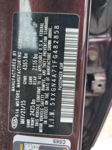 5XXGN4A71FG482858 - 2015 KIA OPTIMA EX MAROON photo 12