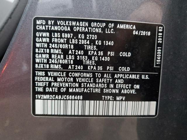 1V2MR2CA9JC566468 - 2018 VOLKSWAGEN ATLAS SEL رمادي صورة 14