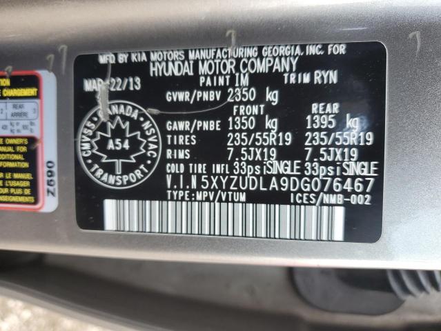 5XYZUDLA9DG076467 - 2013 HYUNDAI SANTA FE S GRAY photo 13