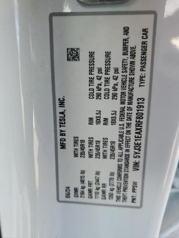 5YJ3E1EAXRF801913 - 2024 TESLA MODEL 3 Білий фото 13