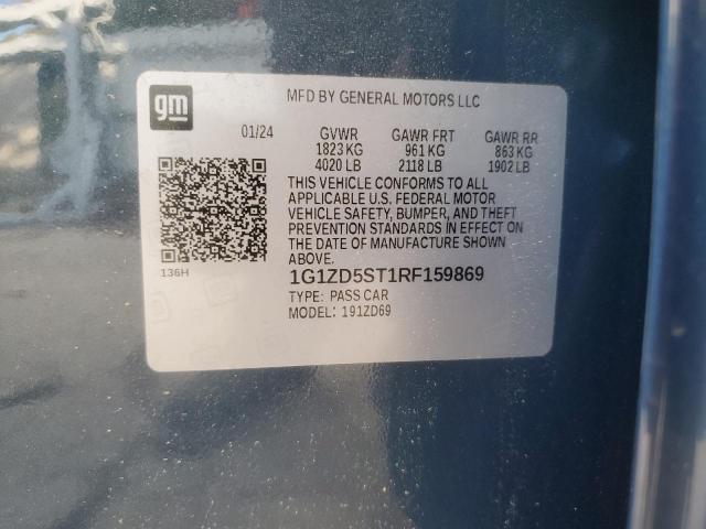 1G1ZD5ST1RF159869 - 2024 CHEVROLET MALIBU LT 蓝色 照片 12