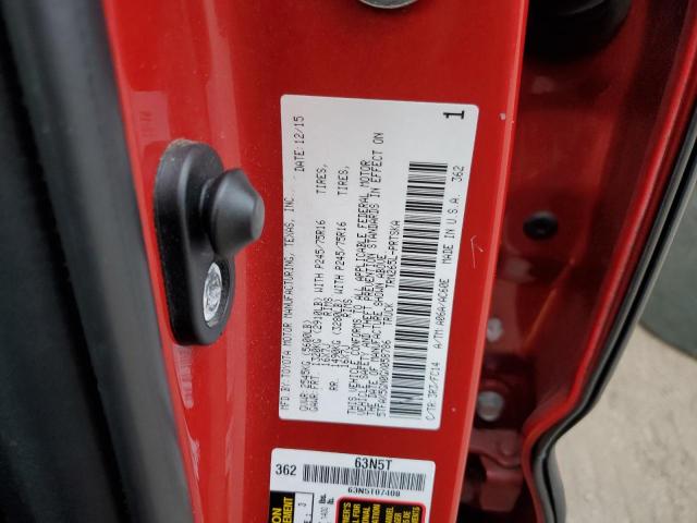 5TFAX5GN0GX058786 - 2016 TOYOTA TACOMA DOUBLE CAB RED photo 12