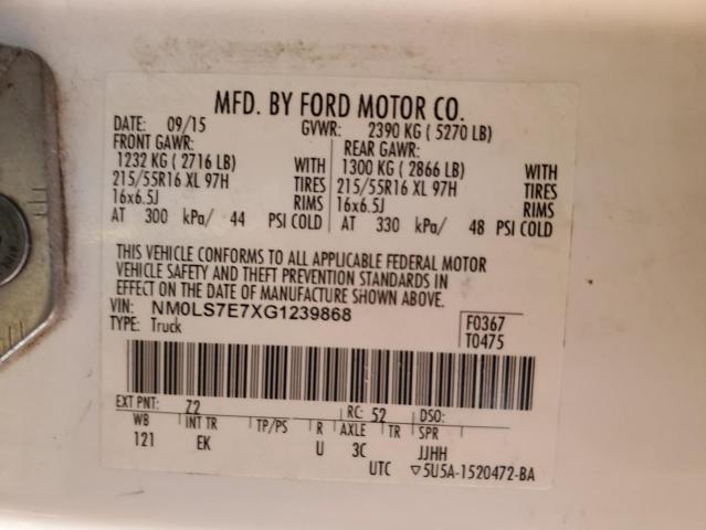 NM0LS7E7XG1239868 - 2016 FORD TRANSIT CO XL 白色 照片 13